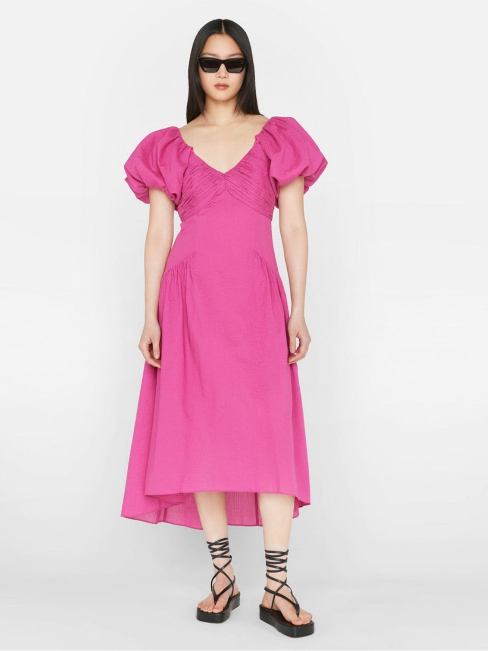Frame Puff Sleeve Pink Dress Size Large